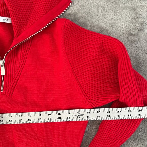 Zara Red Shawl Collar 1/4 Zip Sweater Women's size SMALL - Picture 5 of 7